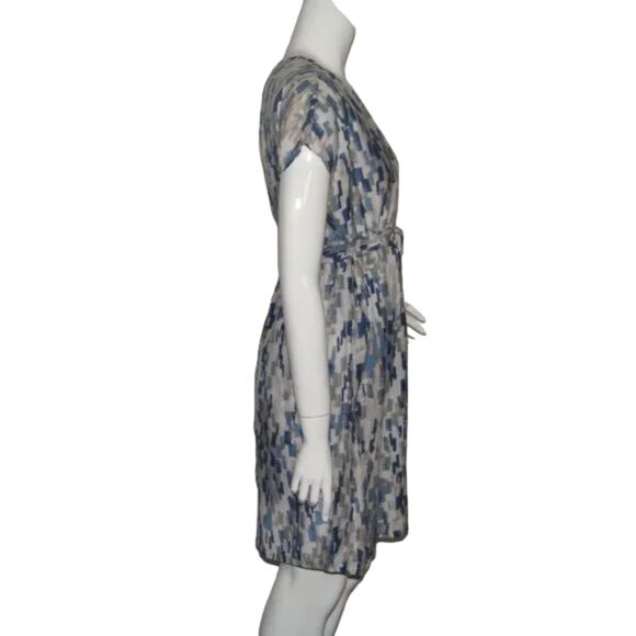 TOMMY BAHAMA Dress, M, Blue/Gray Rectangles, Drop shoulder, Above Knees - Picture 6 of 12